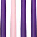 Elite Christmas Products Advent Candle Set. Made in The USA Self Fitting End. Premium Hand Dipped Candles, Dripless, 3 Pack(6 Purple, 2 Pink, 2 Yellow)
