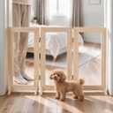 Wooden Dog Gate Clear Acrylic Pet Barrier with 6 Wooden Support Brackets