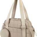 CAMTOP Mini Gym Bag for Women, Small Gym Tote Bag Puffy Quilted Sports Duffel Bag with Wet Compartment and Coin Purse Duffel Bags Dance Yoga Workout Bag for Gifts (Camel)