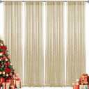 28FT-4PCS Champagne Sequin Backdrop Curtains Panels, Photography Backdrop Glitter Curtains Fabric Background for Christmas Wedding Party Decor