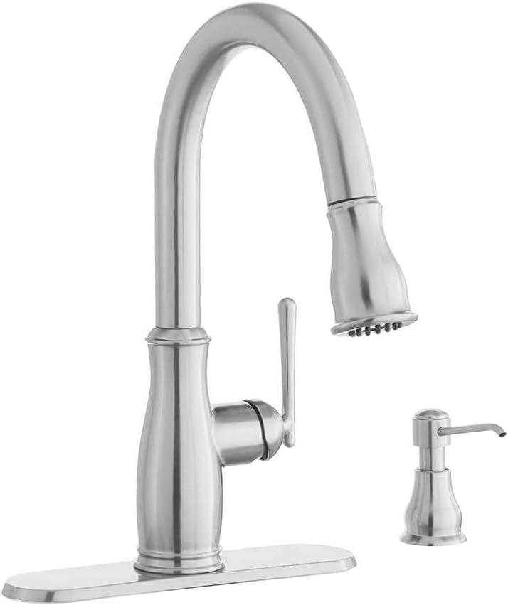 Glacier Bay Kagan Single-Handle Pull-Down Sprayer Kitchen Faucet with Soap Dispenser in Stainless Spot Resistant
