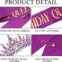 COCIDE Purple Birthday Queen Sash for Women Happy Birthday Crowns Princess Tiaras Sashes for Girl Crystal Party Decorations Rhinestone Headband Supplies Decor
