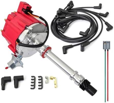 GM08 Performance HEI Distributor &Wire Kit including Compatible with Chevy 305 454 Chevrolet C10 P10 K10 GMC SBC BBC Oldsmobile Pontiac 262 267 307 327 350 5.0L 5.7L 6.6L 7.4L 4.3L