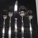 KINGSTONE Silverware Set, 60-Piece 18/10 Stainless Steel Flatware Set - Roman Column Embossed Thick Handle, for Wedding, Home, Restaurant, Kitchen and Party, Mirror Polish & Dishwasher Safe