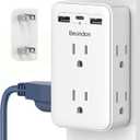BEONDON 2 Prong to 3 Prong Outlet Adapter, Multi Plug Wall Outlet with 3 USB Ports (1 USB-C) and 6 AC Outlets, 3-Sided Power Strip for Non-Grounded Outlets in Old Houses, Hotels
