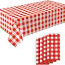 C CRYSTAL LEMON Picnic Tablecloth Pack of 4 - Red and White Checkered for Picnic Table - Vinyl Gingham Perfect for Outdoors and Camping - Waterproof Tablecloth