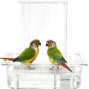 Bird Bath Tub with USB Pump, Automatic Bird Shower with Transparent Acrylic Basin, Transparent Acrylic Basin & Mesh Perch for Parakeets, Cockatiels, Conures, Budgies