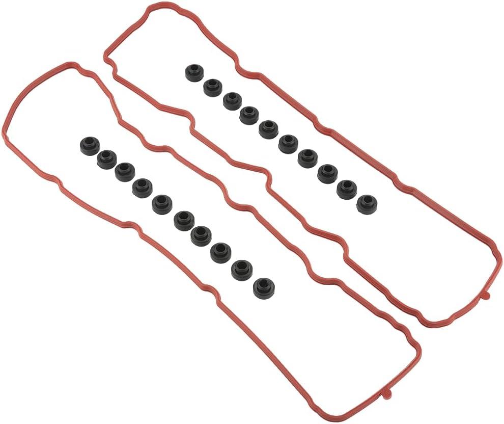 Engine Valve Cover Gasket - Compatible for Dodge for Ram 1500 3.7L 2005-2010 for Jeep Grand Cherokee 3.7L 2005-2010 for Mitsubishi for Raider 3.7L 2006-2009 - Replace Part VS50652R - Set of 2