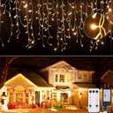 Brightown Icicle Lights for Outside, 40 FT 432 LED Icicle Christmas Lights Outdoor with 81 Drops, 8 Modes, Connectable String Light with Remote, Timer, Waterproof Christmas Light for House, Warm White