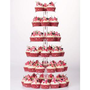 YestBuy Cupcake Stand, 6 Tier Large Cupcake Tower Display, Round Cupcake Holder, Acrylic Dessert Stand, Pastry Display Tree for Party, Wedding, Baby Shower