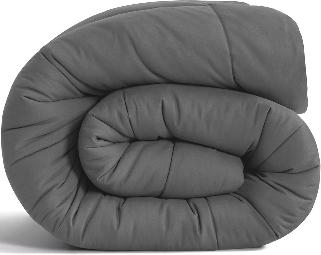 NTBAY Twin Comforter - Down Alternative Comforter Duvet Insert, All Season Bedding Quilted Duvet Insert with Corner Tabs, Machine Washable, Dark Grey (Twin(68x90 Inch) Pack of 1)