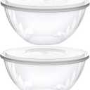 PLASTICPRO Disposable 48 Ounce Round Crystal Clear Plastic Serving Bowls With Lids, Party Snack or Salad Bowl, Chip Bowls, Snack Bowls, Candy Dish, Salad Container Pack of 2