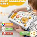 Montessori Toy Busy Board for 1 Year Old, Airplane Essential Travel Toys Roadtrip Activities for Toddler Boy Toy Educational LED Light Switch Learning Activity Sensory Board for Toddler 1-3 Girl Gift, 7.9 x 4.7 x 1.2 inches