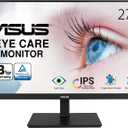 ASUS VA27DQSB 27 Monitor, 1080P Full HD, 75Hz, IPS, Adaptive-Sync, Eye Care, HDMI DisplayPort VGA USB Hub, Frameless, Ergonomic Design, VESA Wall Mountable,Black