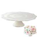 BPFY 10 Inch White Ceramic Cake Stand (Holds 10 Inch Cake), Decorative Cupcake Stand, Dessert Display Plates for Snacks and Cookies, Baby Shower, Birthday, Wedding Party Decor