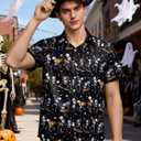 Hawaiian Shirt for Men Short Sleeve Button Down Shirt Men Casual Summer Tropical Beach Aloha Shirts Hawaii Party (Black, L)