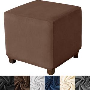 HFCNMY Velvet Ottoman Slipcover - Thick, Washable, Elastic Bottom Square Ottoman Cover for Large Coffee Tables & Foot Stools