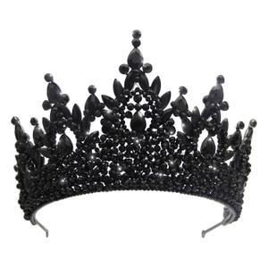 Luxury Rhinestone Baroque Queen Tiaras and Crowns for Women, Handmade Wedding Princess Headband Sparkly Crystal Costume Headpieces for Quinceanera Halloween Birthday Prom(Black)
