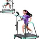 Kids Treadmill, Treadmill for Kids with Handle Bar Up to 165Lbs Capacity, Upgraded Manual Toddler Treadmills Workout Equipment with 2 Adjustable Incline Mode & 4 Level Upright Height