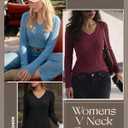3 Pcs Women V Neck Sweater Winter Long Sleeve Shirts Lightweight Tunic Sweaters for Women 2026