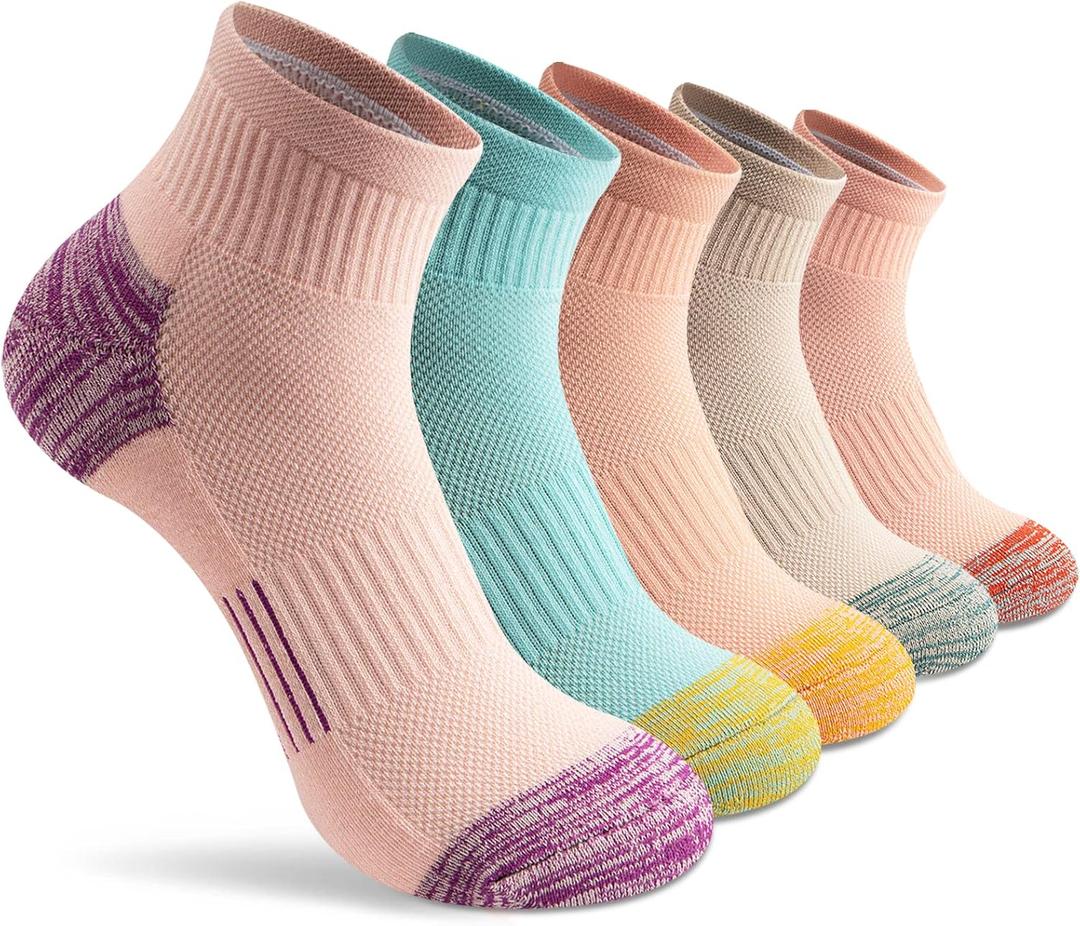 Gonii Ankle Socks Womens Athletic Thick Cushioned Running Hiking Low Cut 5-Pairs (8-10)