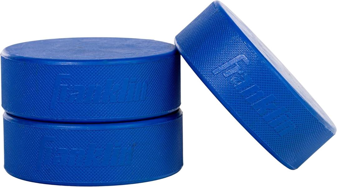 Franklin Sports Ice Hockey Pucks Official Size + Weight Hockey Pucks - Perfect for Rinks + Synthetic Ice Pads - 3 Puck Bulk Set