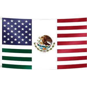 American Mexican Friendship Flag 6x10FT USA Mexico Flag Fade Proof Vivid Color Polyester with Brass Grommets For Indoor Outdoor (B, 6x10FT)