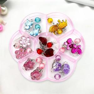 SANNIDHI® 7 Pairs Cute Earrings for Girls Stylish Kids Clip-on Earrings Princess Dress Up Earrings Set Acrylic Shining Eardrop Pretend Play Jewelry Gift for Girls