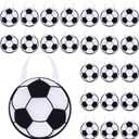 Shihanee 24 Pcs Soccer Party Favor Bags Ball Themed Party Goody Candy Bags Sport Game Treat Handbags Soccer Non Woven Gift Handbags for Sport Theme Supplies