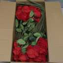 50 PCS Fake Red Roses, Artificial Red Flowers Bulk Realistic Silk Faux Rose with Stems for Wedding Decoration Anniversary Bridal Bouquet DIY Floral Arrangement Romantic Home Decor Gifts