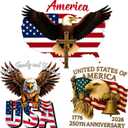 3 x 3PCS 250 Anniversary USA Merchandise - America 250 Sticker 1776-2026, Patriotic Decals for Vehicles, God Bless America Sticker, 250th Anniversary USA Sticker, Waterproof Car Window Decals