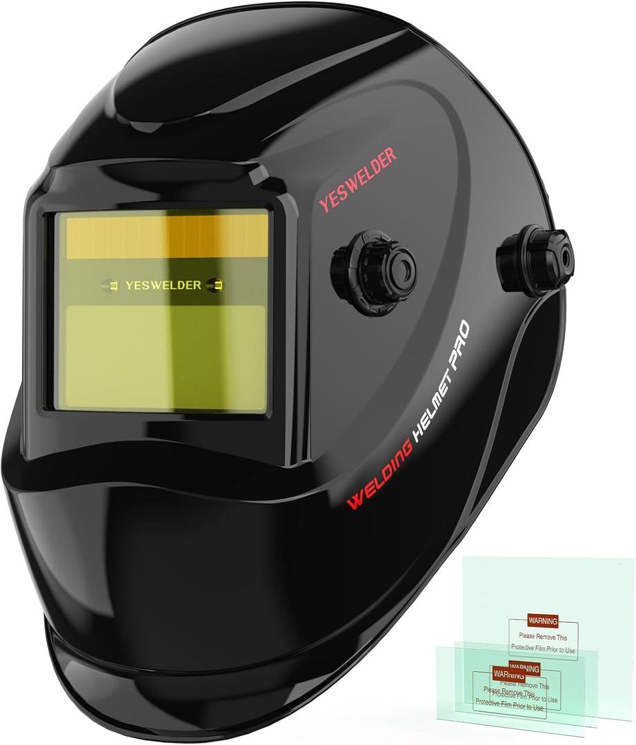 YESWELDER True Color Solar Powered Auto Darkening Welding Helmet, Wide Shade 3.5/9-13 for TIG MIG ARC Grind Welding Hood Helmet
