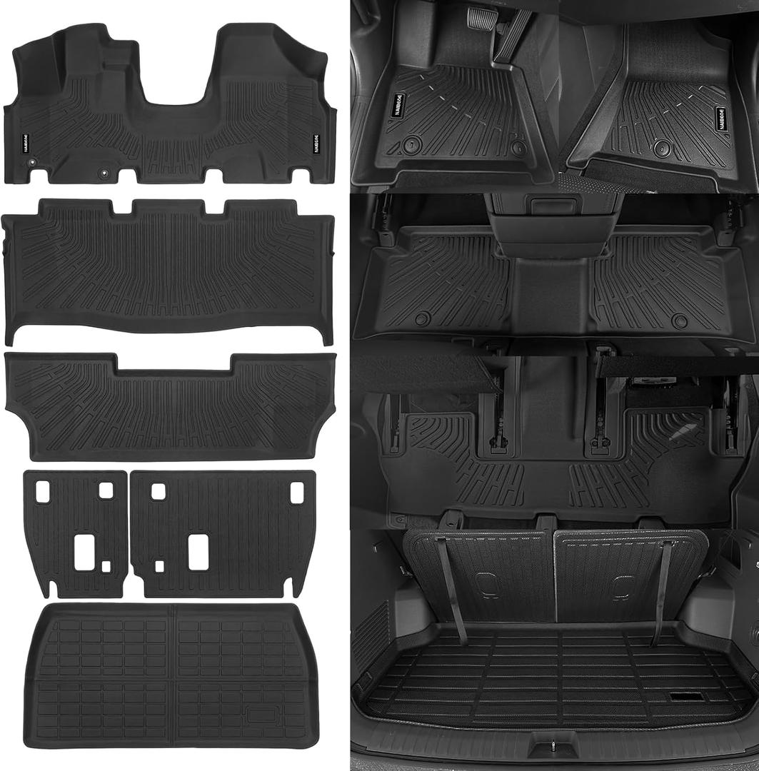 Naibeve Floor Mats for 2005-2010 Honda Odyssey- All Weather Custom Fit for Honda Odyssey Floor Mats Cargo Mats Liners Backrest Mats Waterproof Interior Accessories