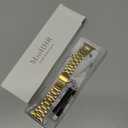 MioHHR Solid Stainless Steel Band Compatible with Apple Watch 38mm(Series 3/2/1) 40mm(Series SE/6/5/4) 41mm(Series 9/8/7) Metal Strap with Soft TPU Case for iWatch Bands for Women and Men, Gold