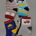 12 Pack Non Slip Kids Toddler Baby Socks with Grips for 1-7 Years Boys Girls Cotton Crew Socks Multi Colors