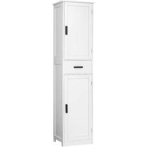 usikey 67'' Tall Bathroom Cabinet, Storage Cabinet with 4 Shelves & 2 Doors, Narrow Storage Cabinets for Bathroom, Living Room, Home Office, White, 72''h