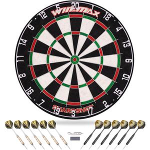 WIN.MAX Dart Board - Bristle Steel Tip Dartboard for Adults Bristle Steel Tip Dart Board Set with 12 Darts Metal