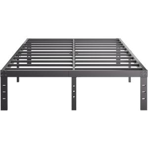COMASACH Queen-Size Metal Bed-Frame No Box-Spring Needed,12-Inch Noise Free Black Platform-Bed Base, Easy Assembly, Heavy Duty Steel Slat Support Non Slip Mattress Foundation