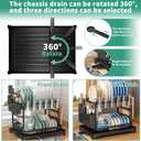XLMYS Dish Drying Rack, 2 Tier Large Dish Drying Rack for Kitchen Counter with Drainboard Stainless Steel Dish Drainer for Dish/Knifes/Cup/Cutting Board, Black