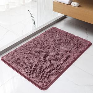 Dusty Rose Bathroom Rugs 24"x36" - Plush Chenille Non-Slip Bath Mat - Absorbent, Washable, Soft and Thick Decor for Shower, Sink, Tub, Home Accessories