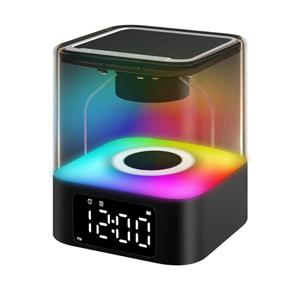 JALL Night Light Bluetooth Speaker, Multi Colorful Changing Bedside Lamp Alarm Clock, Best Birthday Ideas for 10 11 12 13 14 Year Old Teenage Boy Girl, Black