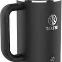 Takeya 40 oz Stainless Steel Tumbler with Lid and Two Straws, Premium Quality, Double Wall Insulated, With Handle, Keep Drinks Cold for Up to 24 Hours, Onyx