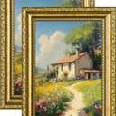 eletecpro 5x7 Picture Frames Set of 2, Vintage Photo Frames with Glass, Display 4x6 Photo with Mat or 5x7 without Mat for Tabletop or Wall Decor, Gold