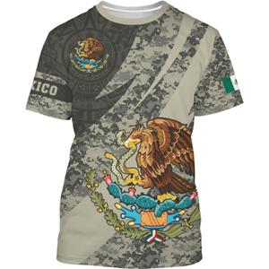 Mexico Shirt Short Sleeves Graphic Funny Tee Mexico Eagle Printed Mexican Crewneck Casual Tops (XXL)