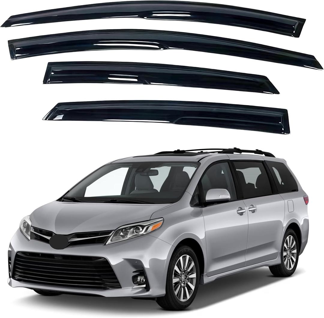 IG Window Visors Fit for 2011-2020 Toyota Sienna, Out-Channel Rain Guards Vent Wind Deflectors 4PC, Car Accessories for 11-20 Sienna