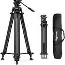 SMALLRIG 73''/185cm Carbon Fiber Heavy Duty Video Tripod, Max Load 10kg (22lbs), Fluid Head with +85 to -78 Tilt Range, Compact Camera Tripod Weight 2.7kg(6lbs), Folded Height 87cm, AD-14-5441