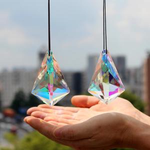 2PCS 5" Large Crystal Sun Catcher Prisms, stino Hanging Suncatchers with Glass Prism, Rainbow Maker for Windows, Balcony, Kitchen, Garden Decoration (1, Chunky Cone 2Pcs)
