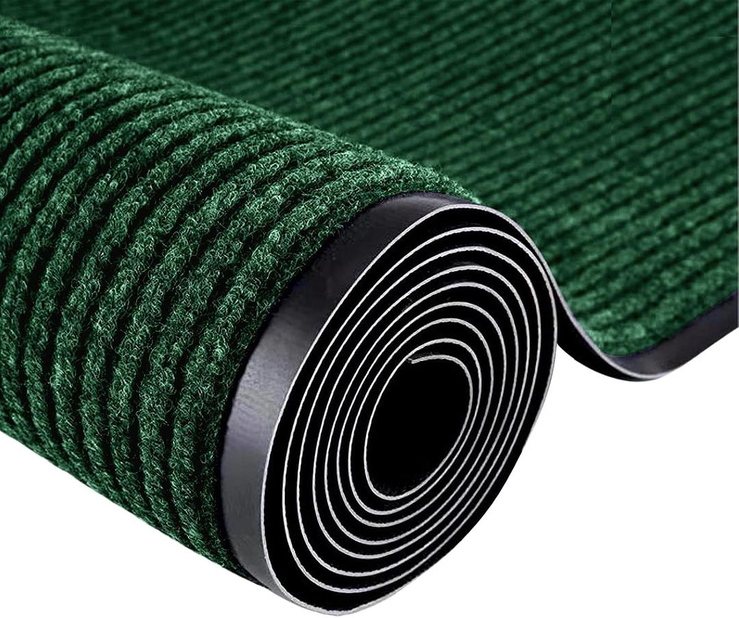 Commercial Runner Rug, 3 x 10 FT Entrance Floor Mat Area Rugs Hallway Carpet with Non-Slip PVC Backing Indoor Outdoor Home Doormat for Office Balcony Corridor Kitchen Garage(Green), 2'11" x 9'10"