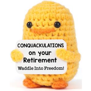 MBL Retirement Employee Appreciation Gifts - Conquackulations on Your Retirement Funny Crochet Duck Leaving Going Away Farewell Goodbye Present for Coworker Women Men Teacher Boss Lady Retirees