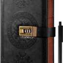 CAGIE Journal with Lock for Men and Women Refillable 290 Lined Pages Locked Journal with Pen, Diary with Lock 180 Lay Flat for Writing Travel Diary, 5.7'' X 8.3'', Black